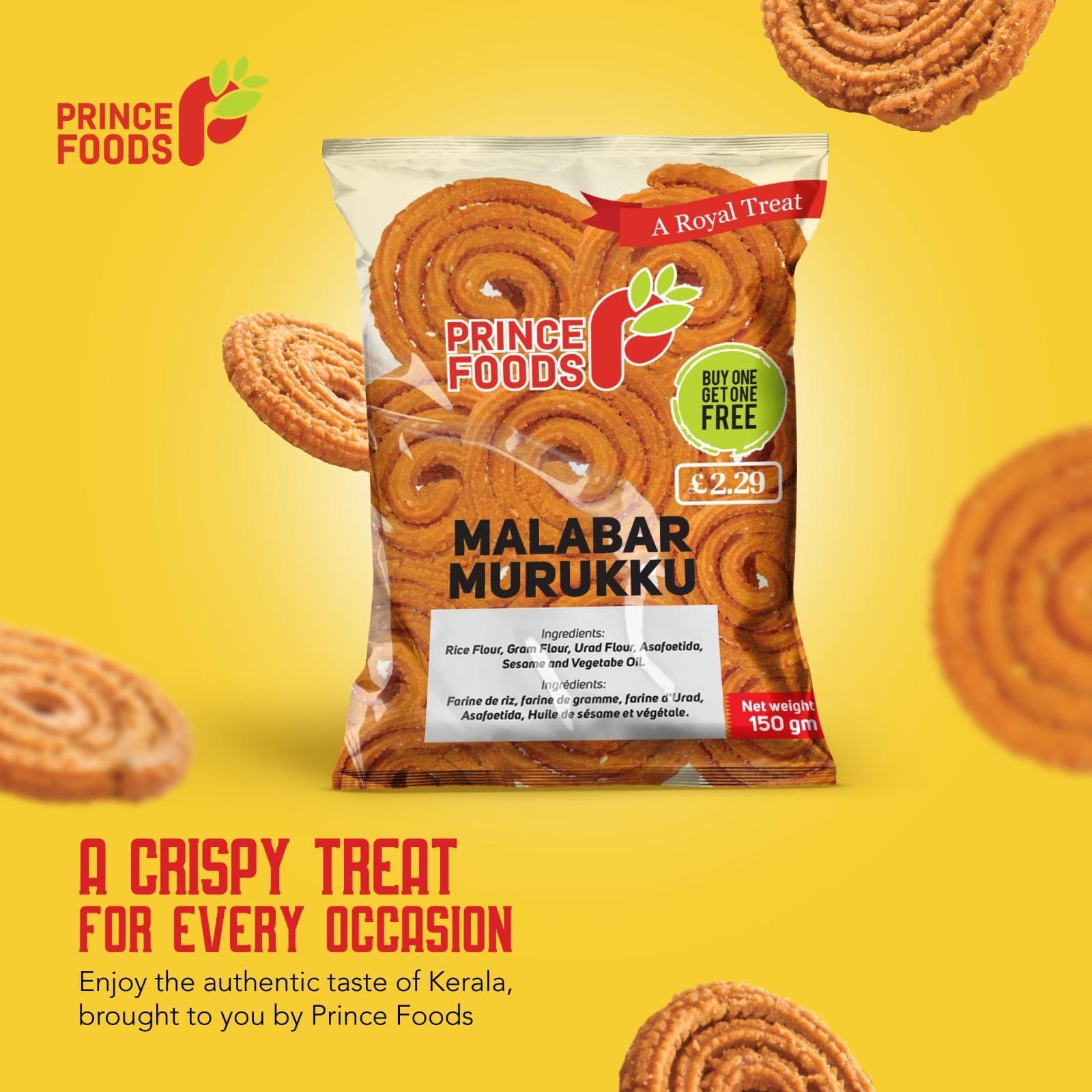 Prince Foods Malabar Murukku 150g Buy 1 Get 1 Free!